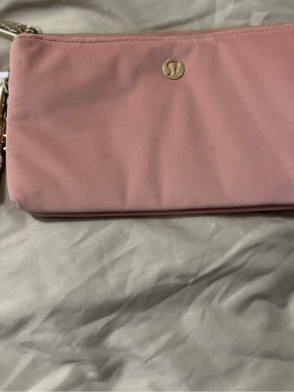 lululemon athletica Blush Pink Wristlet Clutch with Gold Logo